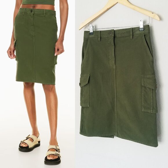 Aritzia Wilfred Free Havasu Cargo Skirt 2 Olive Army Green Mid Rise Pockets $110 - Picture 6 of 16